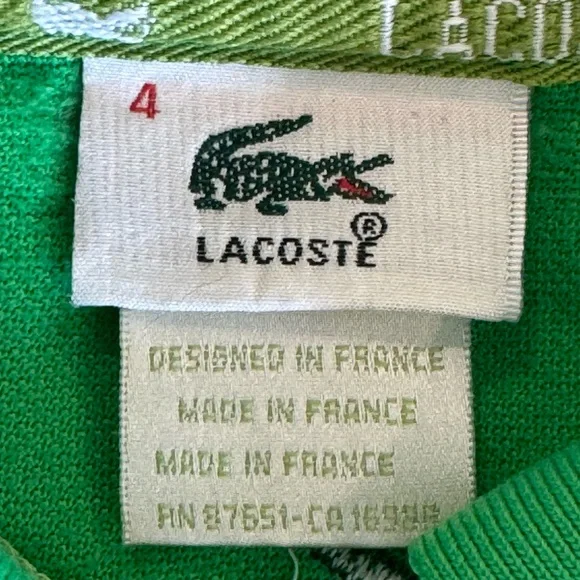 Lacoste Men's Classic Green Pique Polo Shirt - Large Logo on back - Medium - Picture 3 of 10